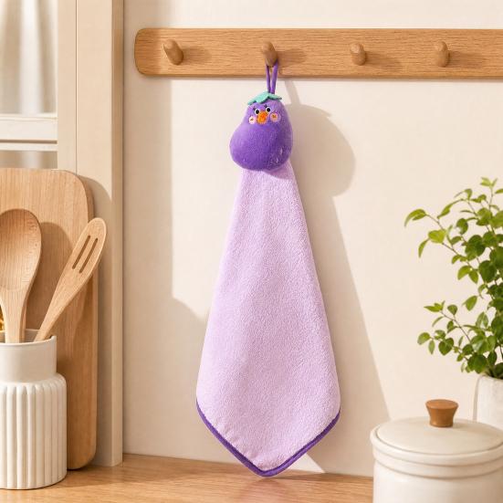 Cartoon Hand Towel, Soft Coral Velvet with Lanyard Towel, Highly Absorbent Hand Drying Towels for Kitchen Bathroom