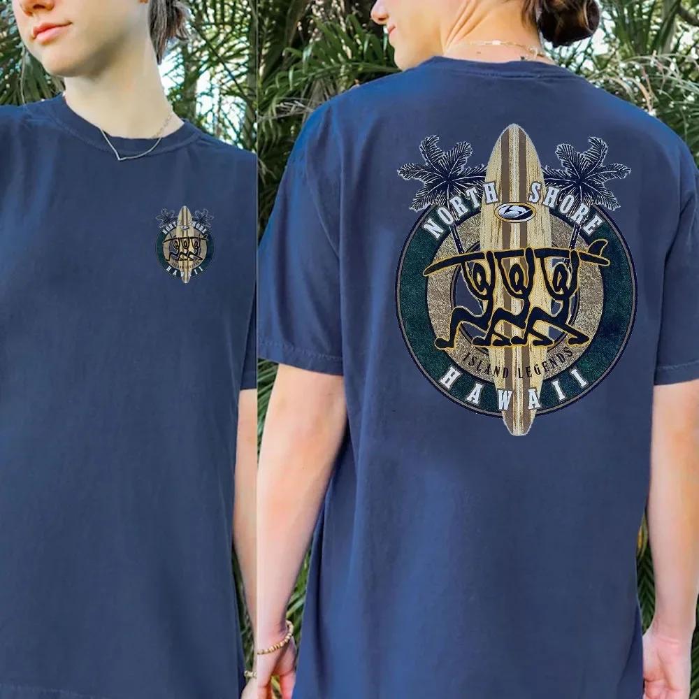 Hawaiian Traditions North Shore Hawaii Surfing Men Women White High Qulaty Cotton T-shirt Comfortable Beach-style Surf Tee Tops