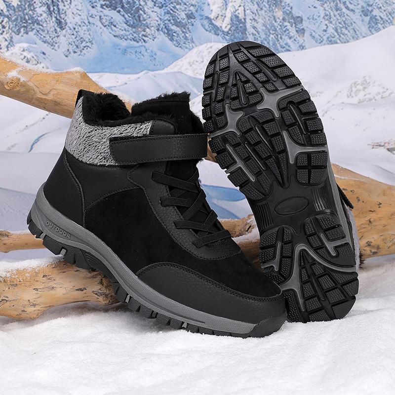 

Модные зимние новые бархатные толстые хлопковые ботинки мужские и женские короткие ботинки для активного отдыха, альпинизма, ходьбы, сноубутсы мужские противоскользящие 36