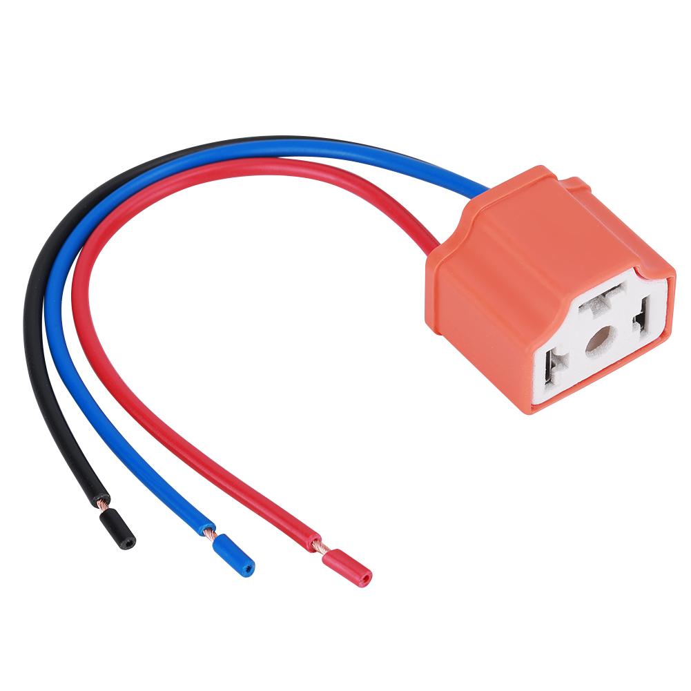 H4   9003 Female Ceramic Headlamp Wiring Harness Plug Socket Connector Adapter Filament Wire