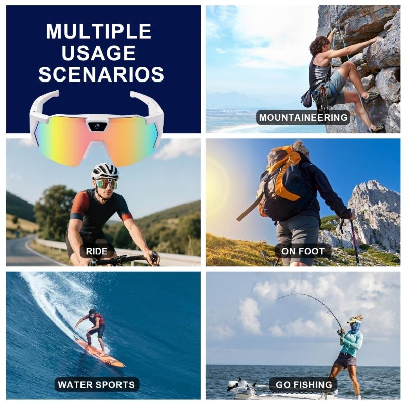 Cycling Intelligent Glasses Featuring Camera Wireless for Convenient Calls Music Playback Windproof Outdoor Gear