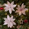 Large Glitter Christmas Poinsettia Flower Sequins Handmade Craft Xmas Tree Flower Simulated Realistic