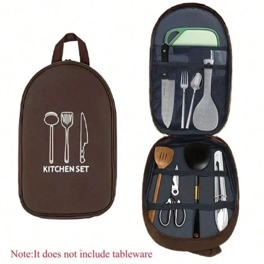 Large Capacity Kitchen Utensil Storage Bag Picnic Cooking Bag  Outdoor Camping Supplies