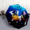 Singer Billie Eilish1 Print Automatic Umbrella, 8 Rib Iron Frame, Plastic Handle, Suitable for Outdoor Travel &Daily , Ideal Gift