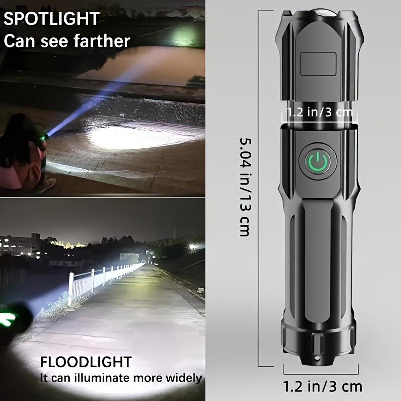 Portable LED Flashlight with Zoom, Rechargeable Bright Torch for Home, Car Repair & Outdoor Activities