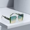 Modern Fashion Orange Grey Gradient Square Sunglasses With Orange Metal Strip Decoration Sunglasses Women  Glasses Women
