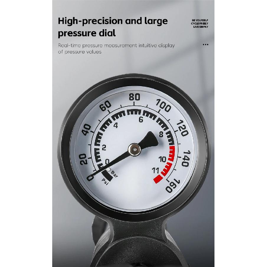 WEST BIKING Bicycle Pump 160PSI High Pressure Floor Pump Fast Inflation Blast Pump With Pressure Gauge MTB Road Bike Accessories
