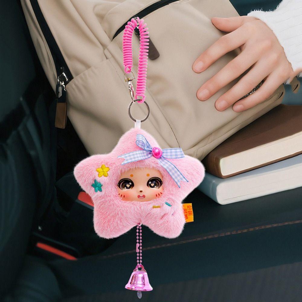Cartoon Design Lucky Star Plush Keyring Rubber Plush Face Doll Stuffed Plush Toy  Kids