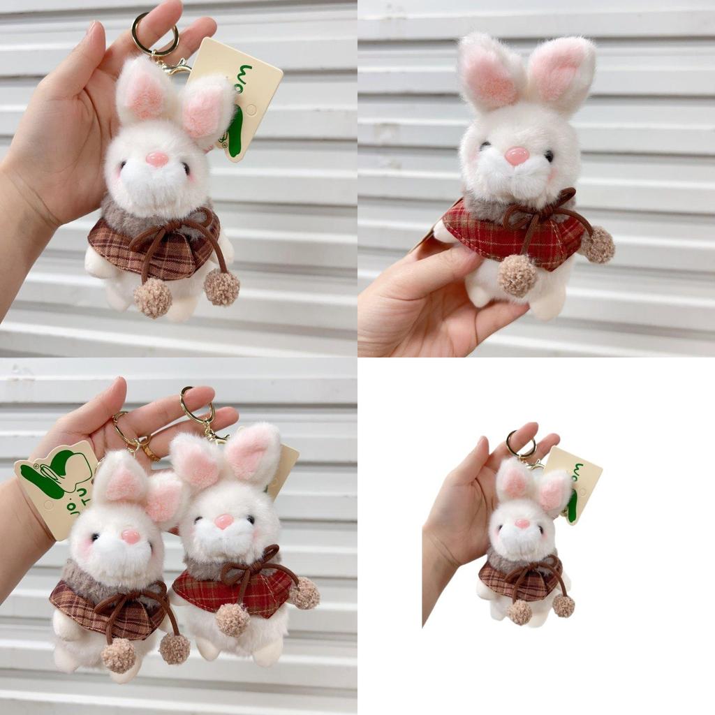 Plush Rabbit Keychain With Scheckered Cloak Decor For Kids And Adults Gift
