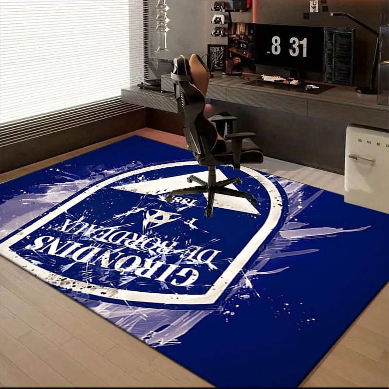 Giron-de Football Crest Printed Office Carpet Chair Cushion Entryway Rug, Rugs for Living Room, Bedroom Christmas gifts