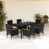VidaXL Garden Dining Set and Cushions 7 Pcs Black Rattan Acacia, Outdoor Dining Set, Furniture of 3278648