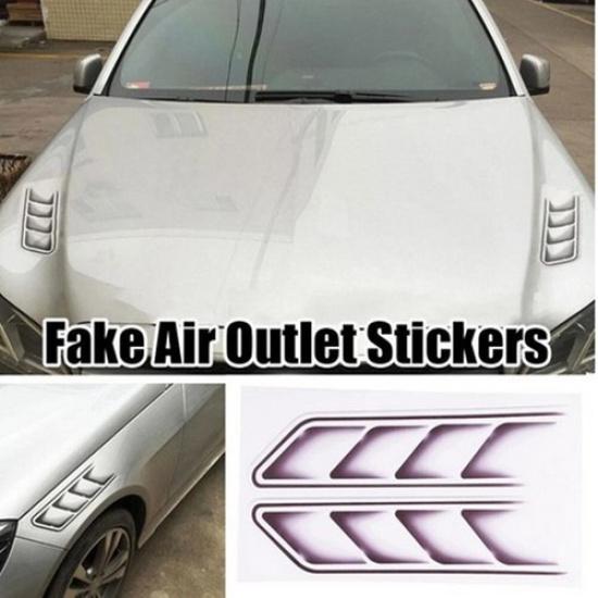 2Pcs 10*40cm Car 3D Styling Fake Side Vent Sticker Decor Waterproof Universal