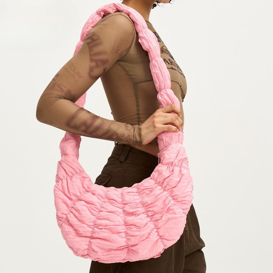 Women's Lightweight Shrinking Textured Crescent Crossbody Croissant Bag Shoulder Bag