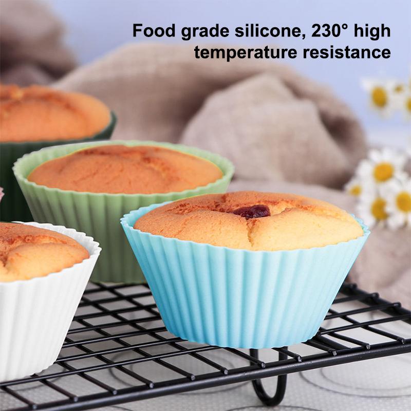 12/24Pcs Silicone Cake Mold Round Shape Muffin Cupcake Baking Molds Pudding Jelly Cup Pastry Home Kitchen Bakeware Bpa Free