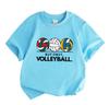 Kids Boys Girls 100% Cotton Crew Neck Short Sleeve T-Shirt, Cute Volleyball Pattern But First Volleyball Graphic Casual Comfy Tee for Children Daily S