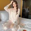 New ice silk pajamas women's summer Chinese antique rose suit loungewear imitation silk satin jacquard can be worn outside