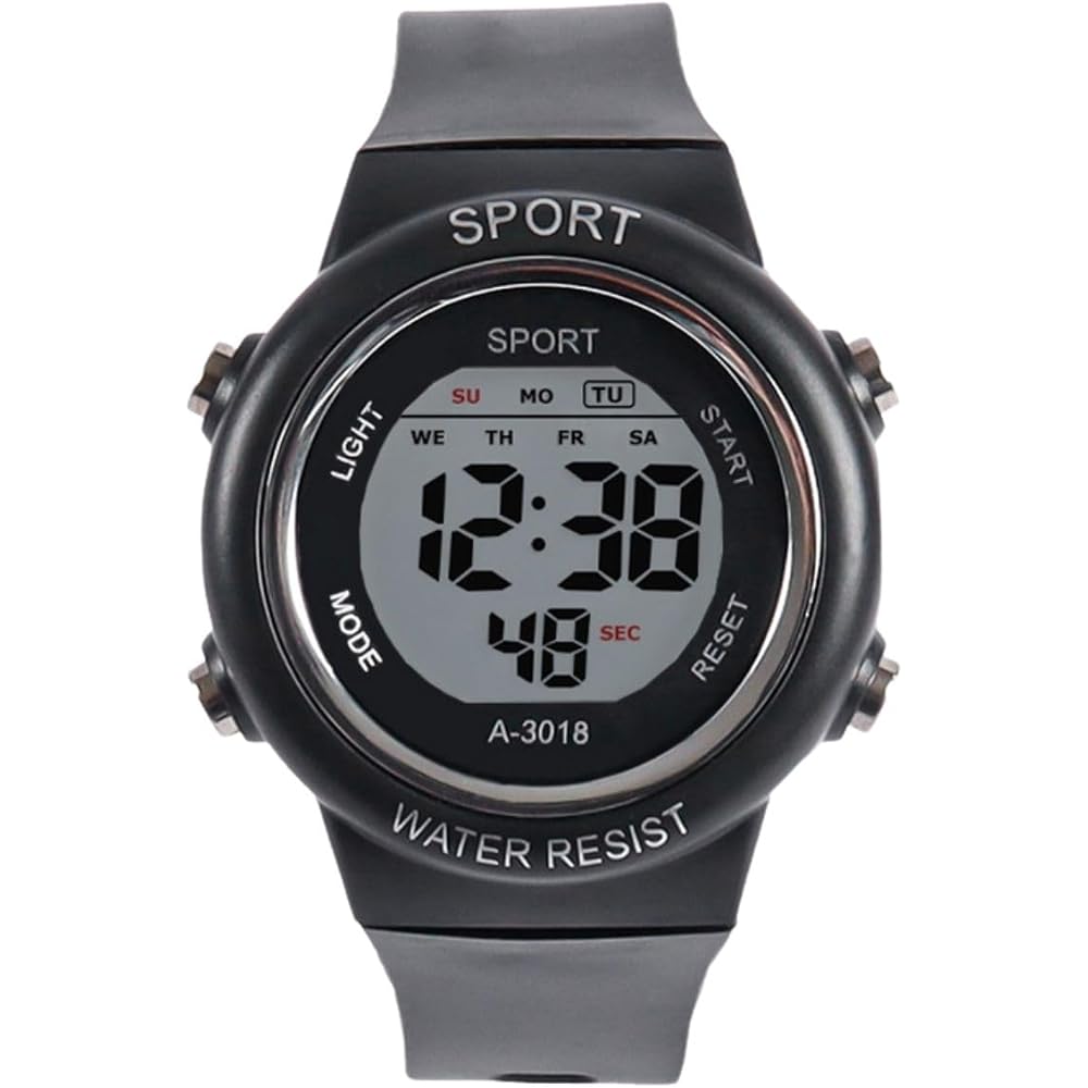 Kids Unisex Digital Watch Lightweight Simple Casual Sports Watch with Alarm Stopwatch and Water Resistance Black