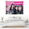 1pc Funny Emo Band Group Pink US Flag Print Tapestry 2D Polyester Wall Hanging Scene Kid Aesthetic Decor Tapestry Gift for Em