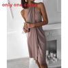 Casual Summer Slip Dress With Tie Neck And Knit Fabric For Women
