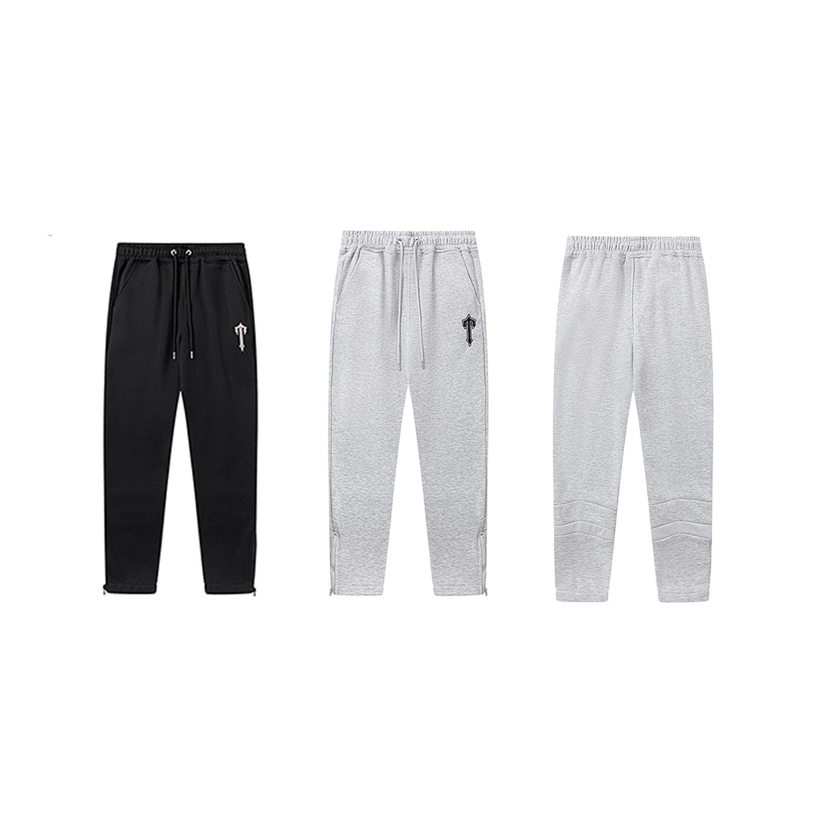 

Unisex Embroidered Jogging Sport Elastic Band Color Blocked Pants M чёрный