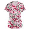 Women's Fashion Printed  Short Sleeve Care Workwear With Double Pockets Top