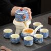 Ru Kiln Kung Fu Tea Set Household Light Luxury High-end Office Semi-automatic Tea Brewing Chinese Style Business Gifts