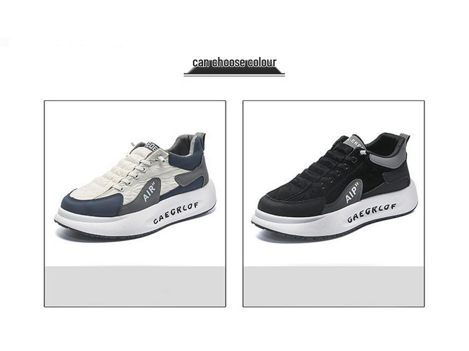 Herren Sommer Atmungsaktive Canvas Schuhe, Koreanischer Stil Vielseitige Sneaker, Dicke Sohle Trendige Sport-Board-Schuhe