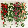 9 Flower Head Artificial Silk Rose Ivy Garland Fake Flower Vine with Green Leaves for Wedding Party Home Decor, DIY Wreath