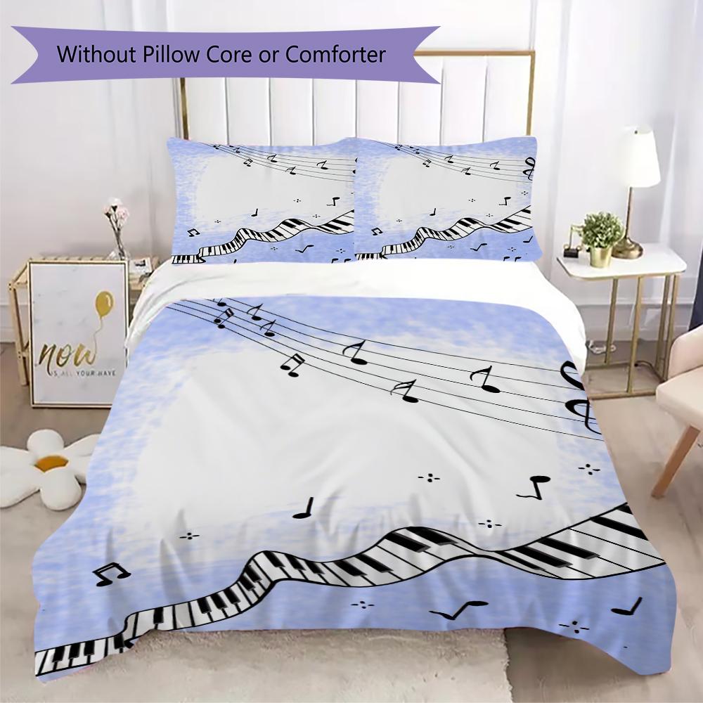 

1PC Piano keys music Theme Bedding Quilt Set Quilt Cover Pillowcase Home Decoration Birthday Gift (1 * duvet cover + 2 * pillowcase, without core)A10 135x200cm