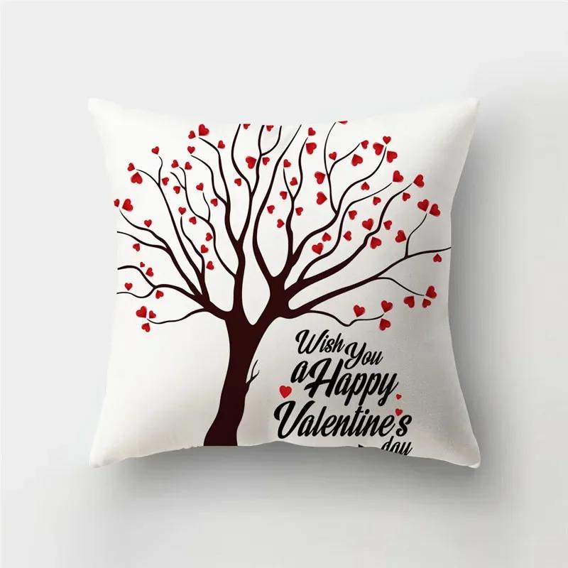 45*45cm Red Pink Heart Pillowcase Home Decor Seat Living Room Sofa Pillowcase Valentines Day Love Cushion Cover