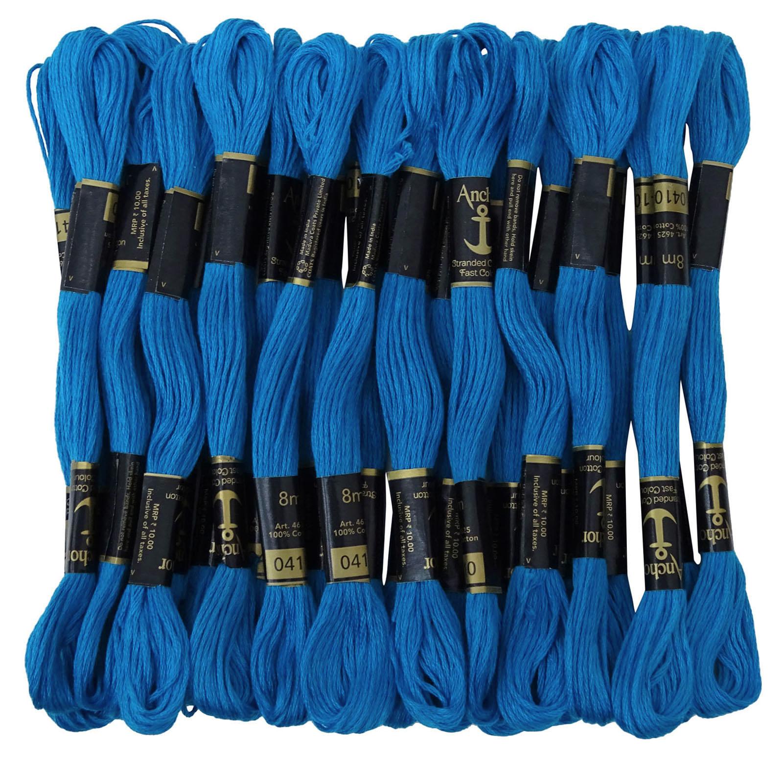 

IBA Indianbeautifulart Суцільний ручний стібок Шиття Мотки Багатожильна бавовняна нитка для вишивки Pack Of 25 Skeins (8 Mete синій