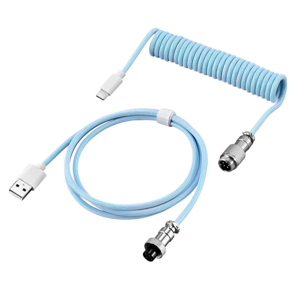 USB Type C Mechanical Keyboard Coiled Cable Hardware Linker Computer Aviation Mechanical Cable Spiral Gaming USB Keyboard Cable