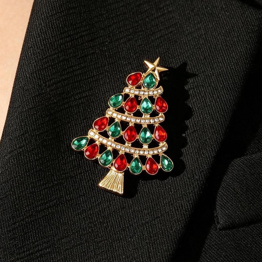 Perłowa Broszka Choinka - Elegancki Europejski i Amerykański Świąteczny Dodatek dla Kobiet