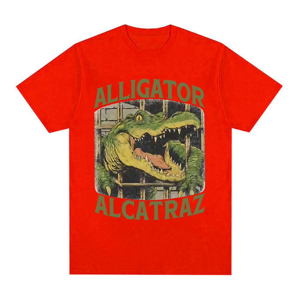 Alligator Alcatraz Funny Graphic T Shirt Unisex s Gothic Fashion Oversized T-shirt Unisex Retro High Quality O-Neck Tshirts Streetwear S