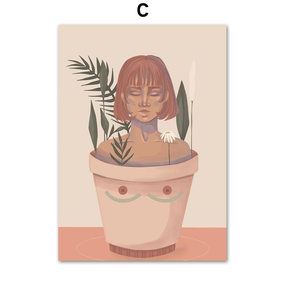 Abstrakte Frau mit Vision Musik Körper inneren Frieden Wand Kunstdruck Leinwand Malerei Nordic Poster Dekor Bilder für Wohnzimmer