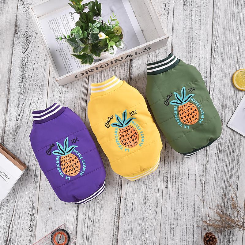 Autumn/Winter Warm Pineapple Pattern Windproof Cotton Pet Clothes for Small/Medium Dogs & Cats