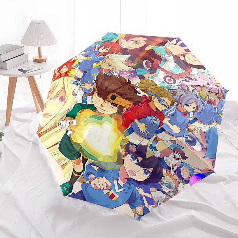 1pc Captain Tsubasa Automatic Opening Outdoor Umbrella - Portable 3-Fold Design with 8-Rib Iron Frame, Perfect for Fans, Travelers, Daily Use, an