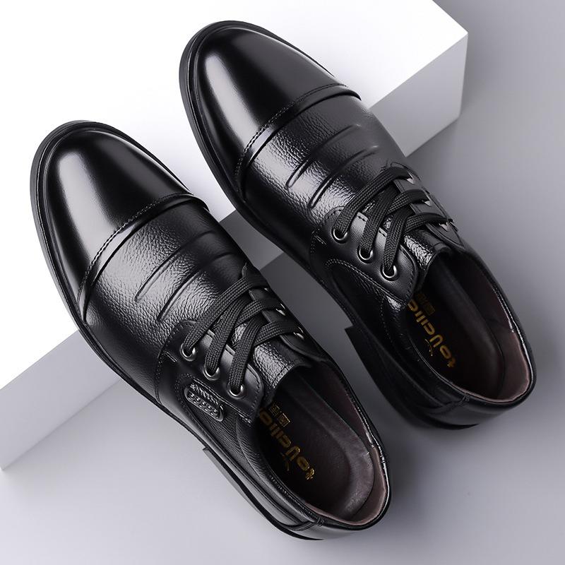 Mens Cowhide Leather Shoes Classic Black Business Dress Shoes Lace Up Office Work Footwear Men'S Casual Loafers Chaussure Hommes