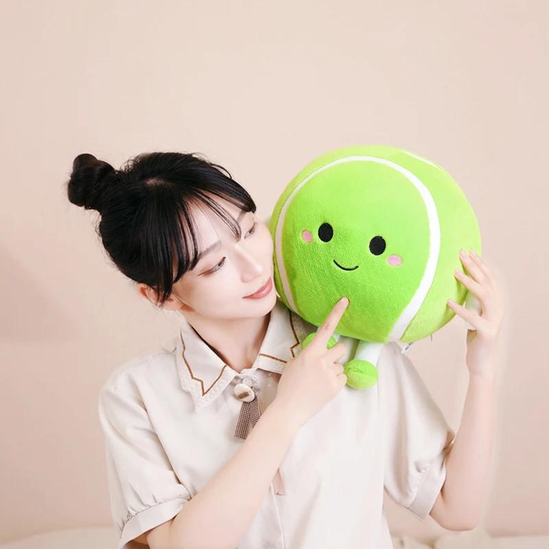 Simulation Green Tennis Ball Plush Toy Ball with Hands Feet Props Pillow Accompany Kids Soft Gifts for Girls Boy Room Decor