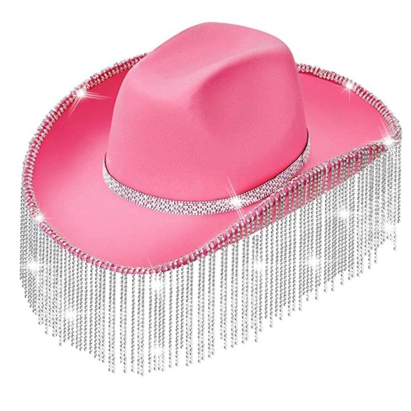 Carnival Rhinestone Cowboy Hat with Heart Sunglasses+Kerchief Set for Wedding