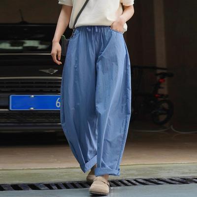 Pantalones japoneses holgados de pierna ancha para mujer, informales, ligeros, transpirables, de verano, de longitud completa, informales, tipo harén