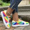 Rainbow Color Lace Up Sneakers Women Casual Non-Slip Platform Vulcanized Shoes Woman 2025 Autumn Flats Running Walking Shoes 43