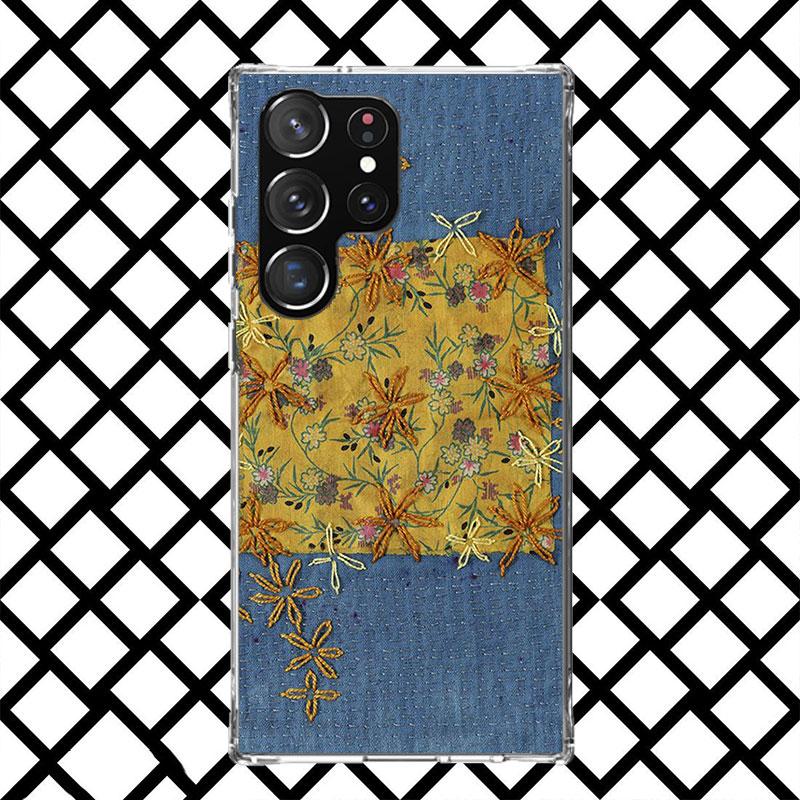 Retro Denim Embrpoidery Phone Case for Samsung Galaxy S26 S25 Edge S24 S23 Ultra S22 Plus S21 FE S20 + Soft Cover Print Fundas G