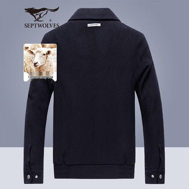 Septwolves Men's Winter Wool Blend Lapel Jacket