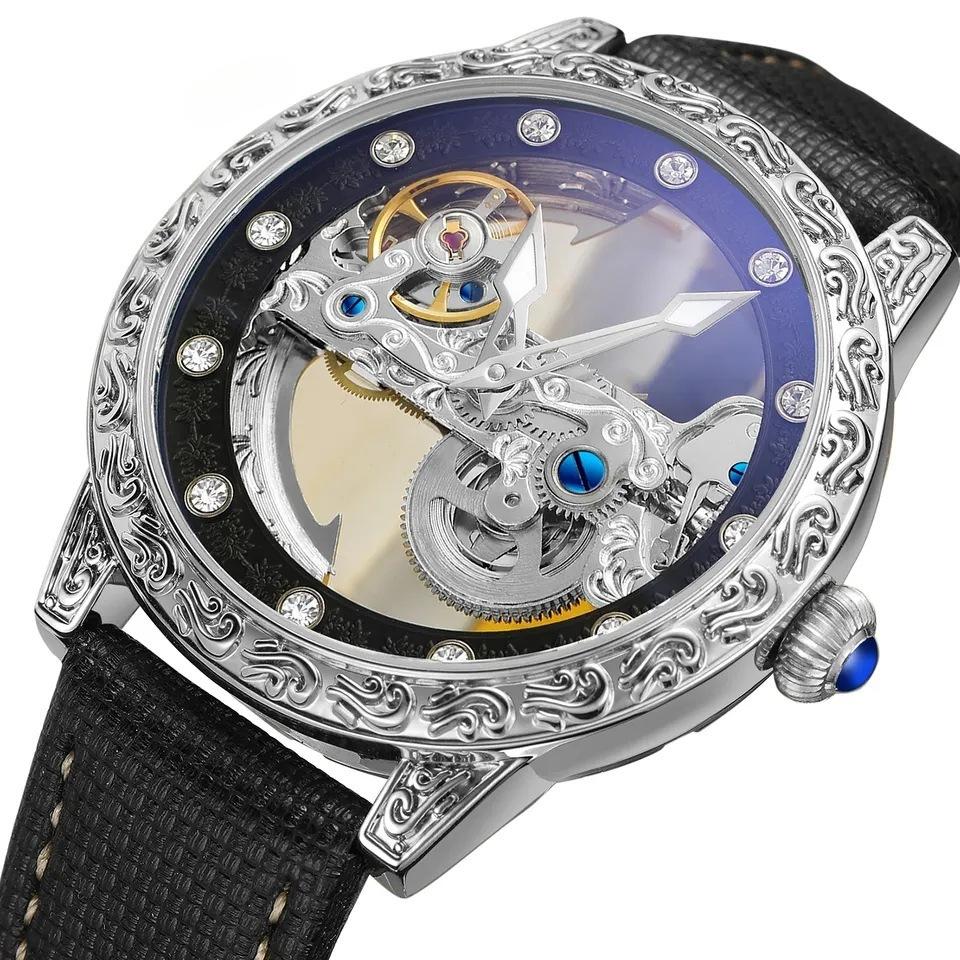 European-american Style Men's Fashion Casual Hollow Single Bridge Movement Automatic Mechanical Watch