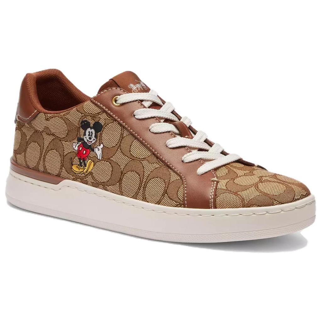 Disney X Coach Leather Round Toe Lace-Up Low-Top Sneakers Women sneakers Brown CN431-KHA