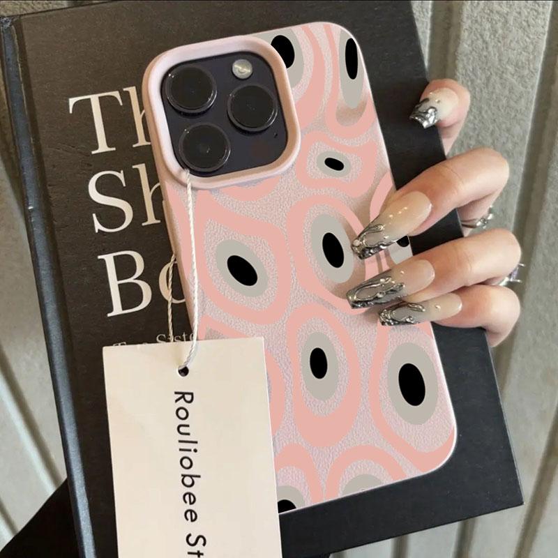 Vintage Red Eyes Heart Lichee Pattern Phone Case for iPhone 11 12 13 14 15 16 17 Pro Max X XS XR 16E Plus 17Air Shockproof Cover