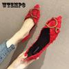 Rhinestone All-match Pointed Toe Single Shoes Women's Flat Shallow Mouth Scoop Shoes Boat Shoes Women's Shoes Flat Pointed Toe Shoes