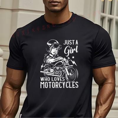 Just A Girl Who Loves Motorcycles Tshirt Funny Present For Mens Short Sleeve TShirts Oneck Top Tees