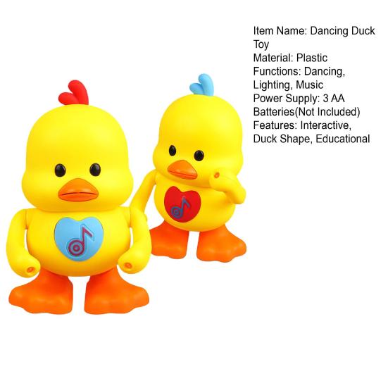 Electric Dancing Duck Toy with LED Light Music Toddlers Yellow Duck Walking Toy Boys Girls Tummy Time Interactive Crawling Animal Toy